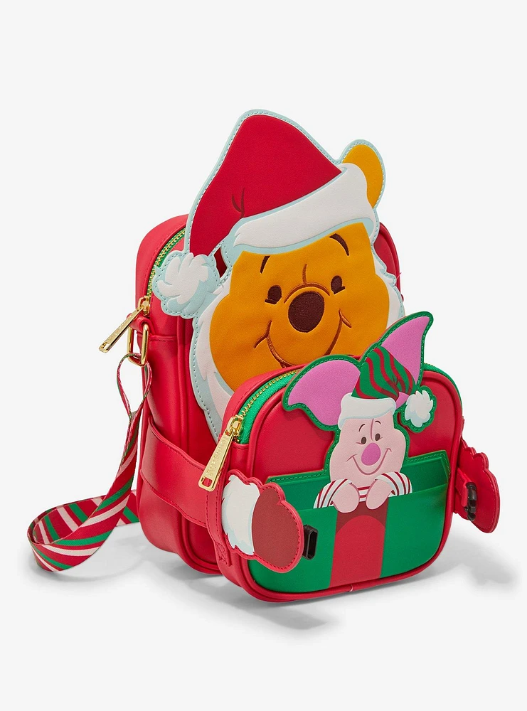 Loungefly Winnie The Pooh Piglet Santa Crossbody Bag