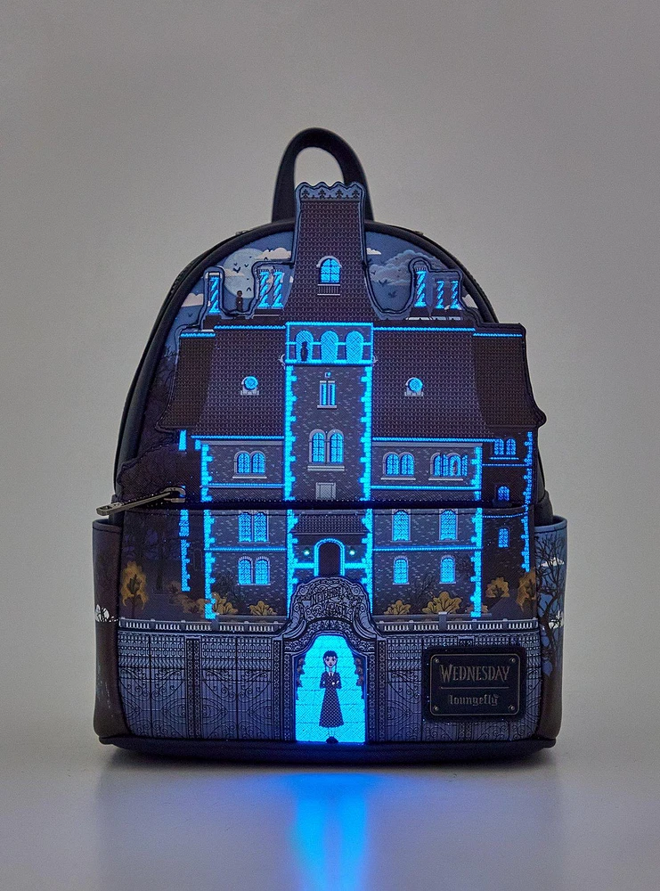 Loungefly Wednesday Nevermore Glow-In-The-Dark Mini Backpack