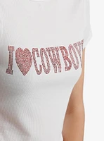 I Heart Cowboys Rhinestone Girls Baby T-Shirt