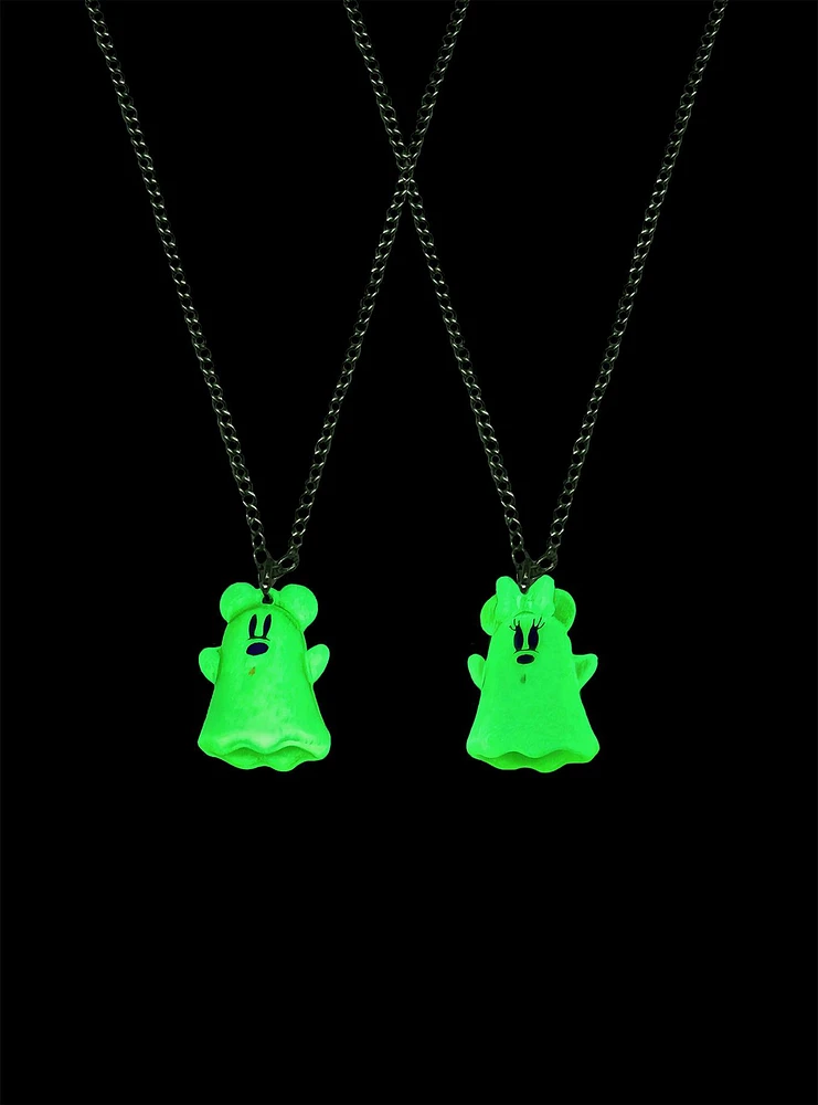 Her Universe Disney Mickey Mouse & Minnie Mouse Ghost Glow-In-The-Dark Best Friend Necklace Set