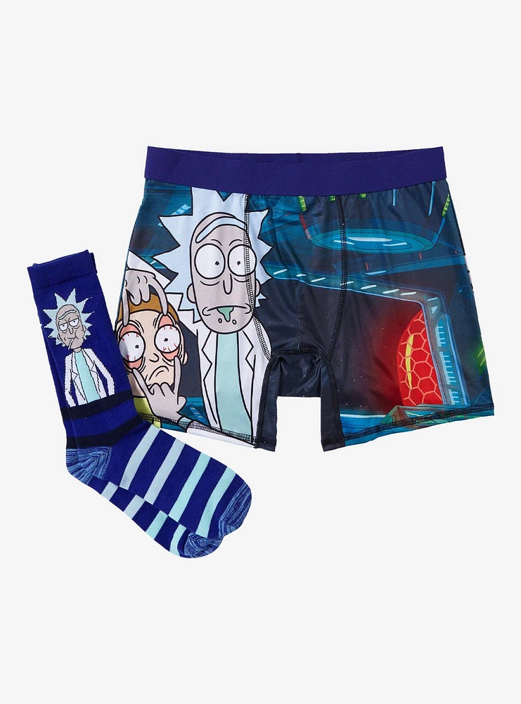 Rick And Morty Spaceship Boxer Briefs & Sock Set