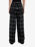 Social Collision Grey Plaid Suspender Trouser Pants