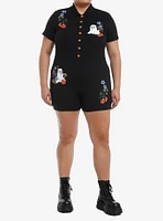 Thorn & Fable Ghosts Pumpkins Flowers Girls Polo Romper Plus