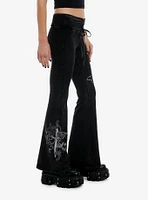 Social Collision Cross & Dagger Wash Flared Girls Lounge Pants