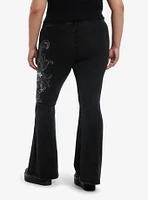 Social Collision Cross & Dagger Wash Flared Girls Lounge Pants Plus