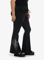 Social Collision Cross & Dagger Wash Flared Girls Lounge Pants Plus