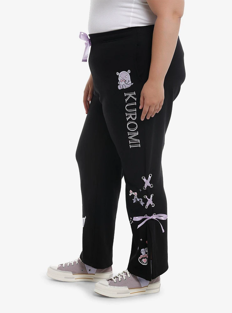 Kuromi Dress-Up Ribbon Wide Leg Lounge Pants Plus