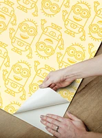 Minions Line Art Yellow Peel & Stick Wallpaper