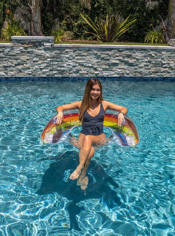 Rainbow Collection Glitter Classic Rainbow Large Sun Pool Chair