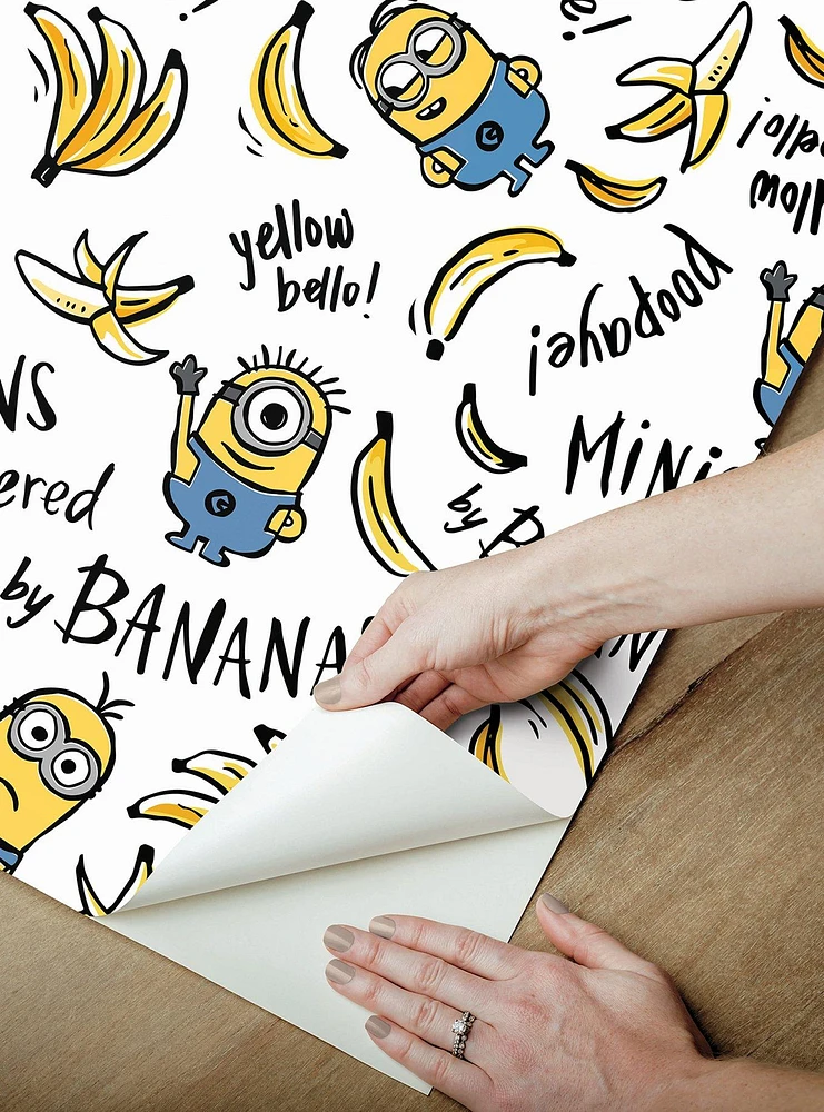 Minions Powered By Bananas Peel & Stick Wallpaper