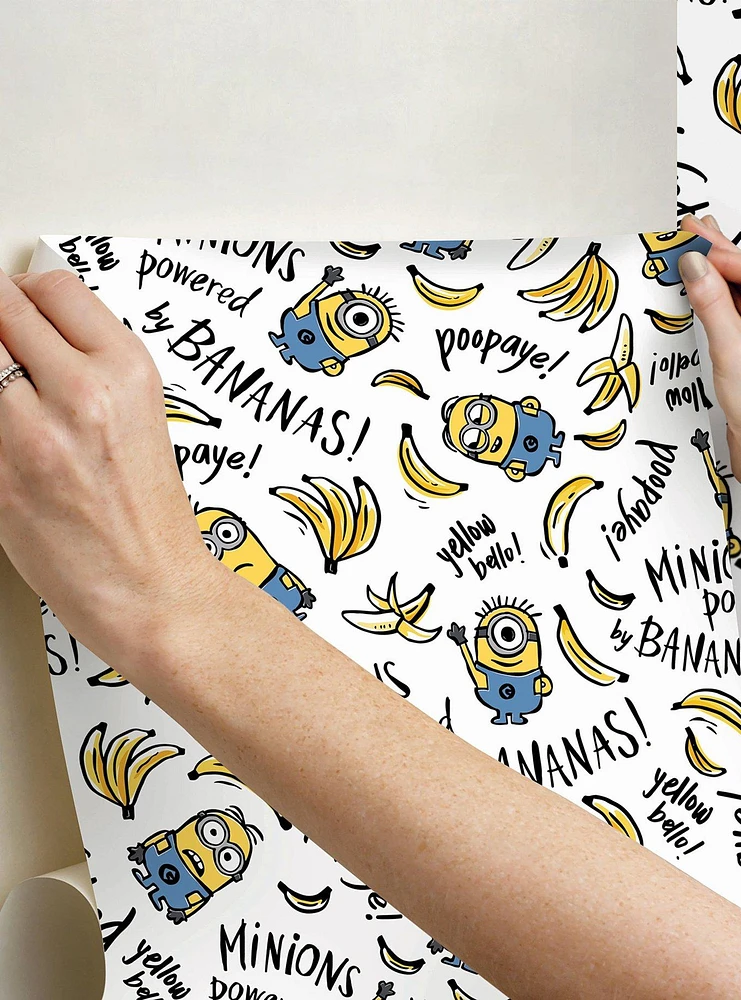 Minions Powered By Bananas Peel & Stick Wallpaper