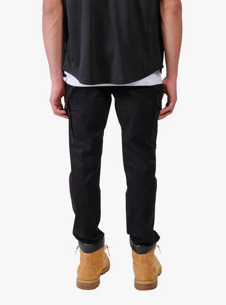 Cargo Pocket Twill Jogger Black