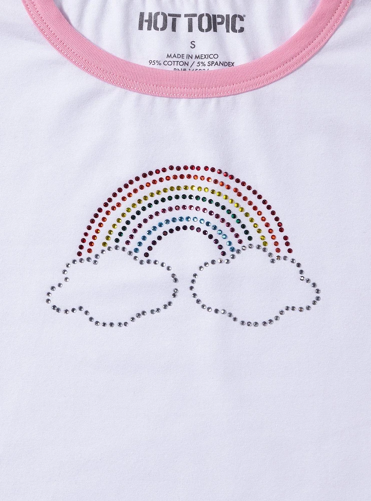 Rainbow Rhinestone Ringer Girls Baby T-Shirt