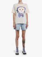 Sweet Society Orange Cat With Scarf Girls Oversized T-Shirt