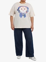 Sweet Society Orange Cat With Scarf Girls Oversized T-Shirt Plus