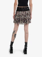 Daisy Street Cheetah Print Lace Yoke Mini Skirt