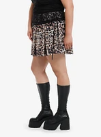 Daisy Street Cheetah Print Lace Yoke Mini Skirt Plus