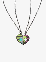 Invader Zim GIR Stripe Heart Best Friend Necklace Set