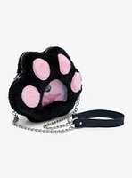 Black & Pink Paw Print Pin Collector Crossbody Bag