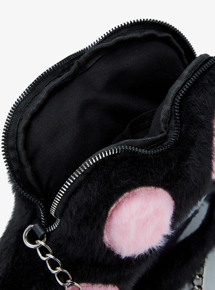 Black & Pink Paw Print Pin Collector Crossbody Bag