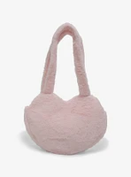 Pastel Pink Heart Fuzzy Plush Tote Bag