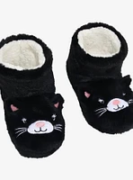 Black Cat Plush Bootie Slippers