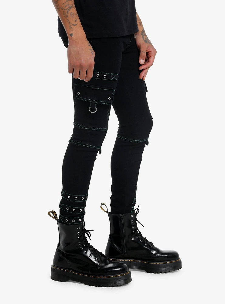 Social Collision Black Grommet Contrast Stitch Stinger Jeans