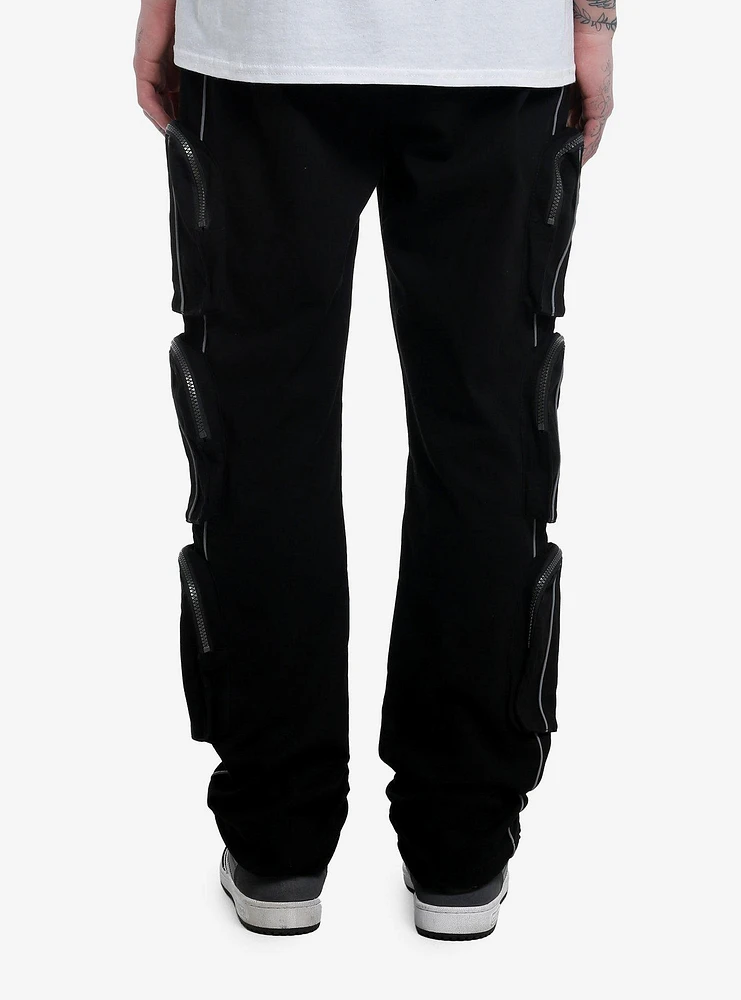 Black Zipper Cargo Pocket Pants