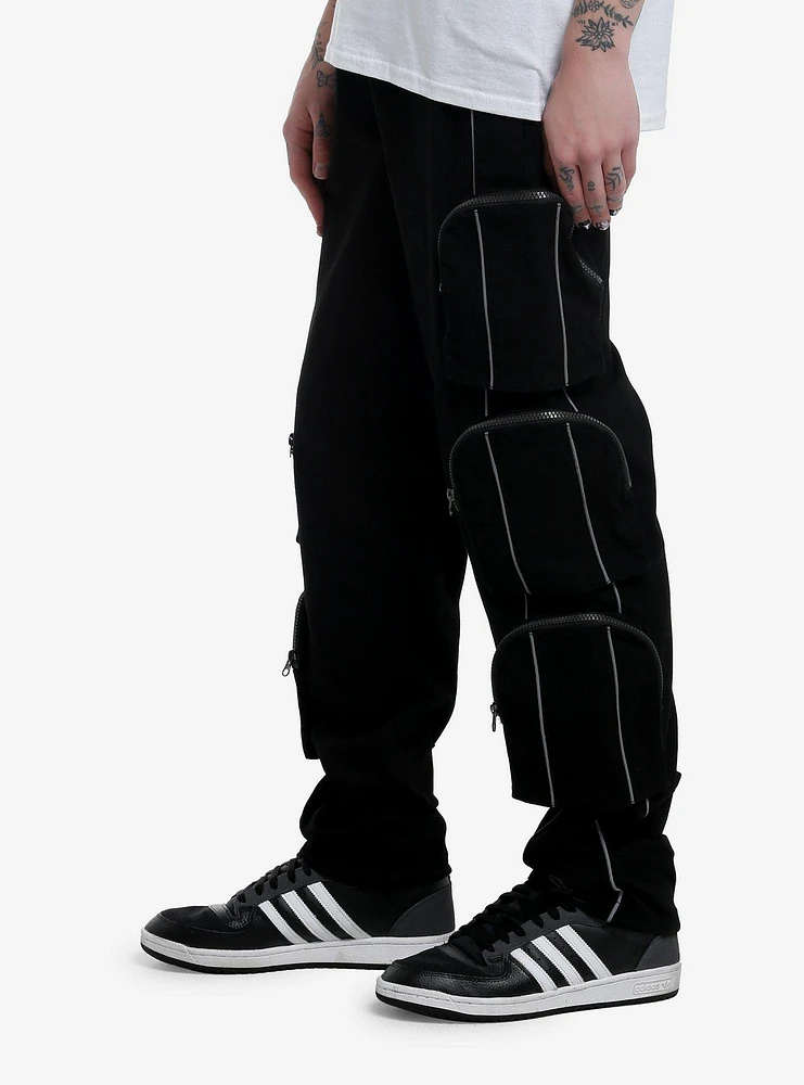 Black Zipper Cargo Pocket Pants