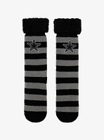 Black & Grey Stripe Star Cozy Slipper Socks