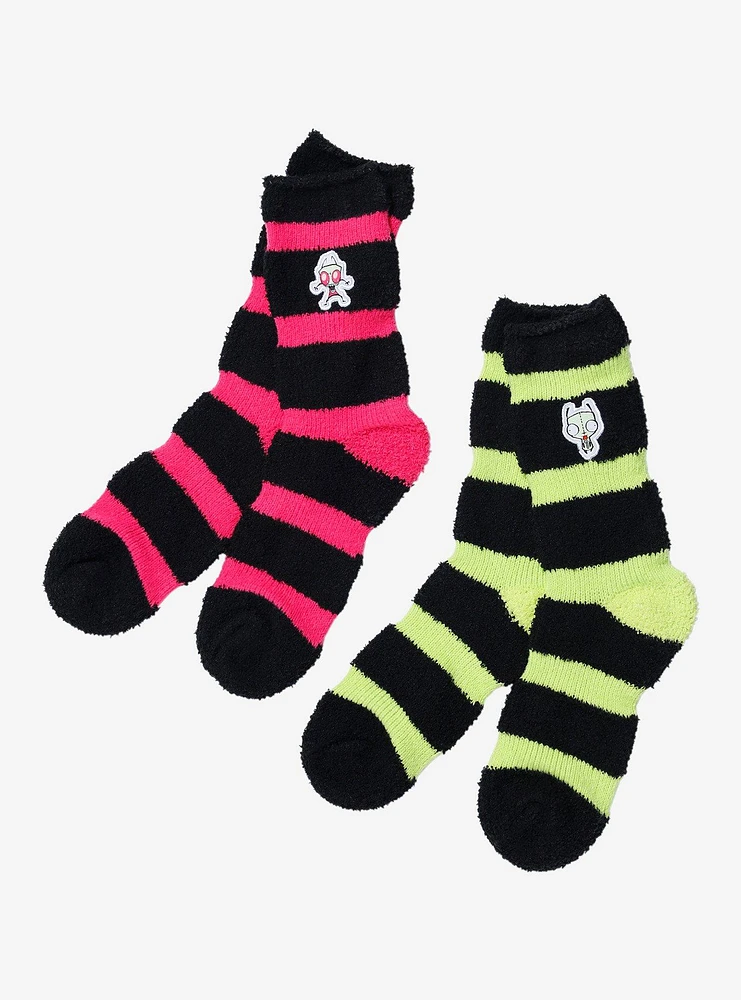 Invader Zim GIR Stripe Fuzzy Crew Socks 2 Pair