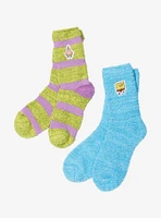 SpongeBob SquarePants Patrick Faces Fuzzy Crew Socks 2 Pair