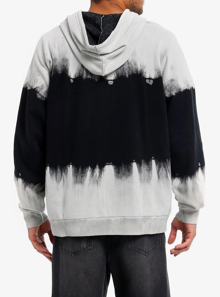 Social Collision Skull Dip Wash Oversized Hoodie