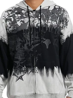 Social Collision Skull Dip Wash Oversized Hoodie