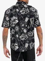 Cosmic Witchy Icons Woven Button-Up