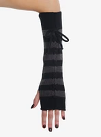 Black & Grey Stripe Lace-Up Arm Warmers