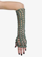 Green Cutout Crochet Arm Warmers