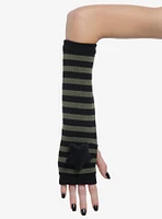 Olive & Black Stripe Star Plush Arm Warmers