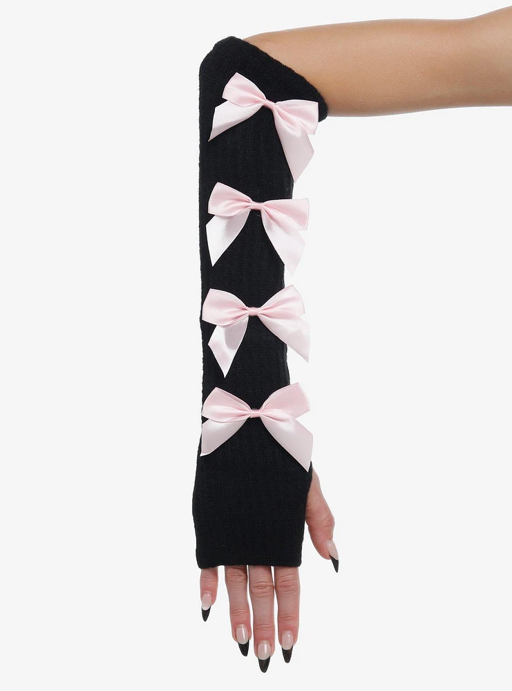 Black & Pink Bow Arm Warmers