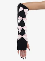 Black & Pink Bow Arm Warmers