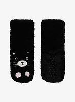 Black Cat Sherpa Cozy Slipper Socks