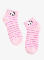 Hello Kitty Pink Stripe Fuzzy Ankle Socks