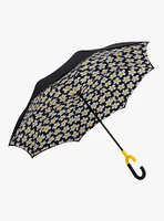 Reverse Closing Stick Umbrella Black Amaya