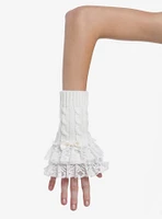 White Lace Tiered Bow Arm Warmers