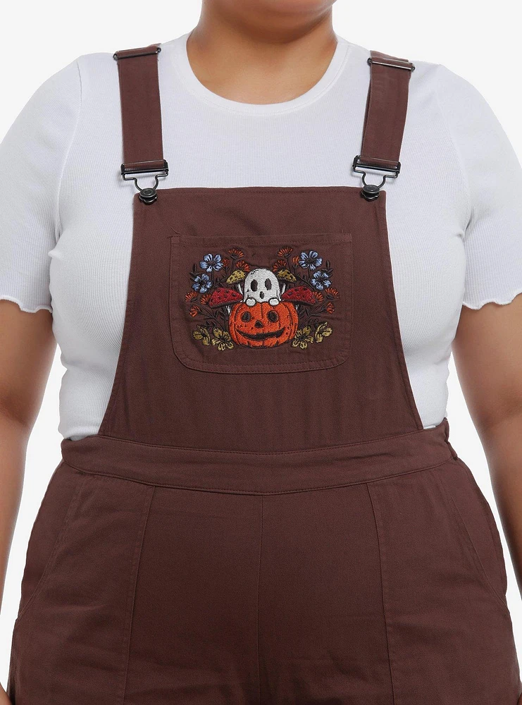 Thorn & Fable Brown Ghost Patch Overalls Plus