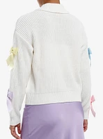 Sweet Society Pastel Bow Pearl Button Girls Cardigan