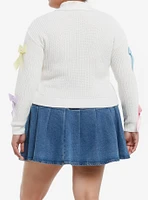 Sweet Society Pastel Bow Pearl Button Girls Cardigan Plus