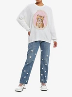 Sweet Society Kitten Portrait Knit Girls Oversized Sweater