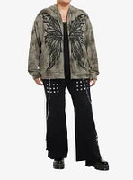 Thorn & Fable Skeleton Fairy Wings Tie-Dye Girls Zip-Up Hoodie Plus