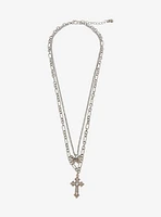 Social Collision Butterfly Cross Layered Necklace